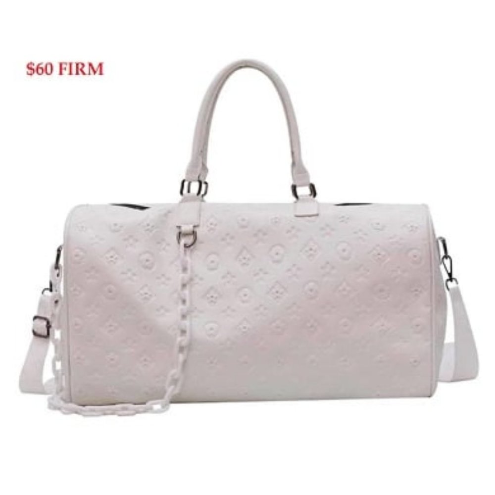 NEW L*V Inspired WHITE Weekender Travel Duffle Bag